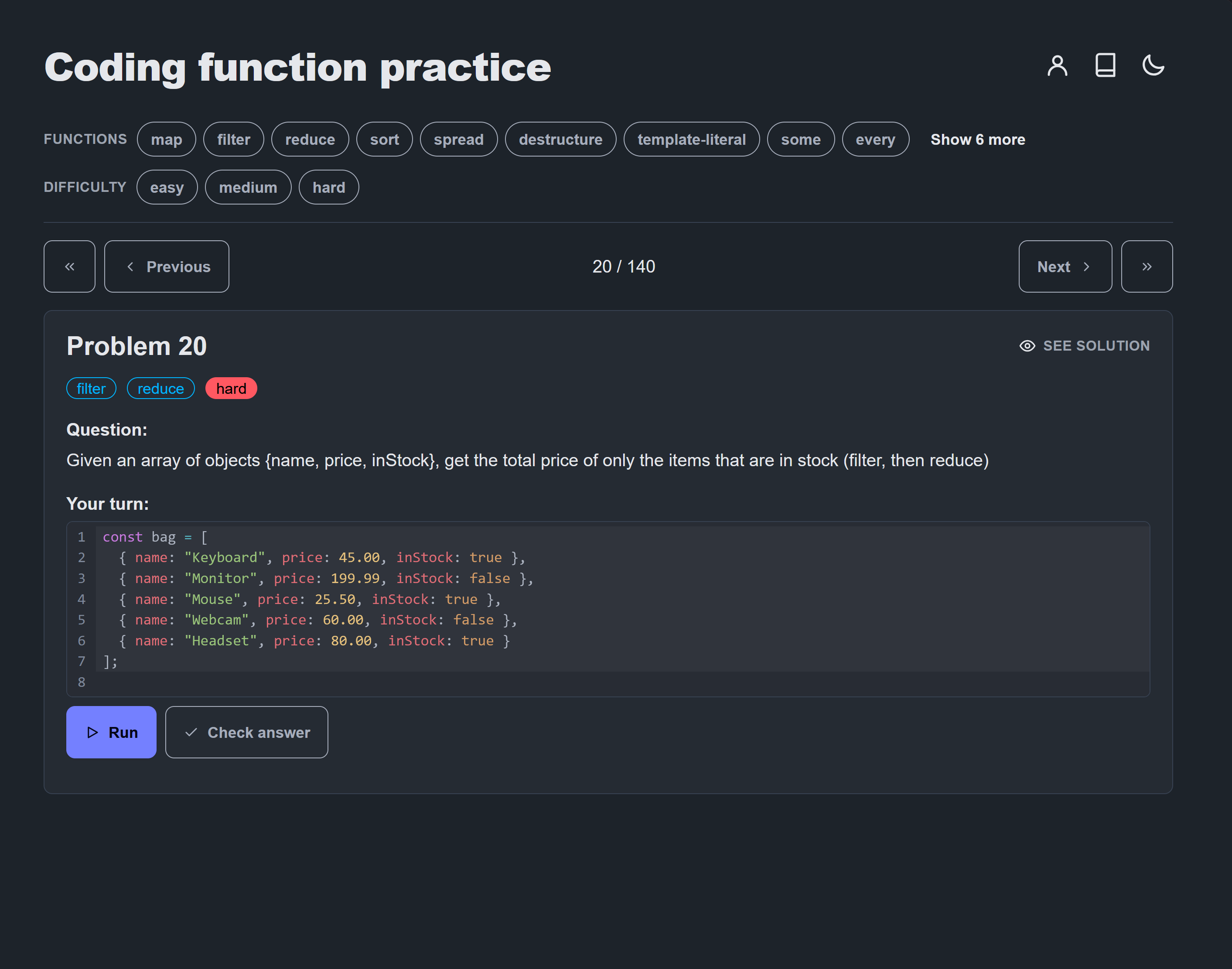Coding Function Exerciser